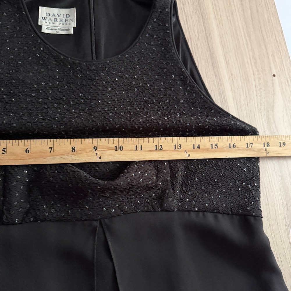 Y2K Beaded Bodice Cocktail Dress Hoco David Warren Chiffon‎ Overlay Black 10 - Picture 6 of 8